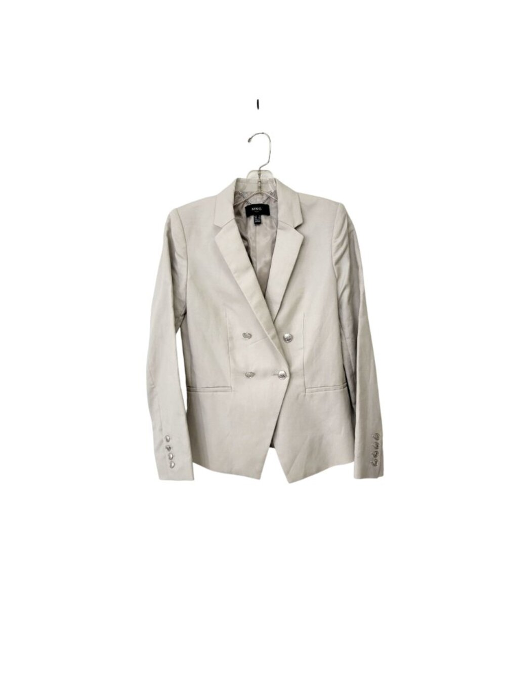 MNG Suit Beige Double Breasted Blazer Women's XS Cotton Linen Blend - Picture 4 of 5